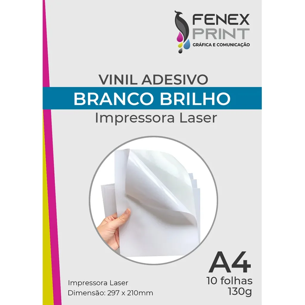 Vinil Adesivo Branco Brilho Laser A4 10 Folhas