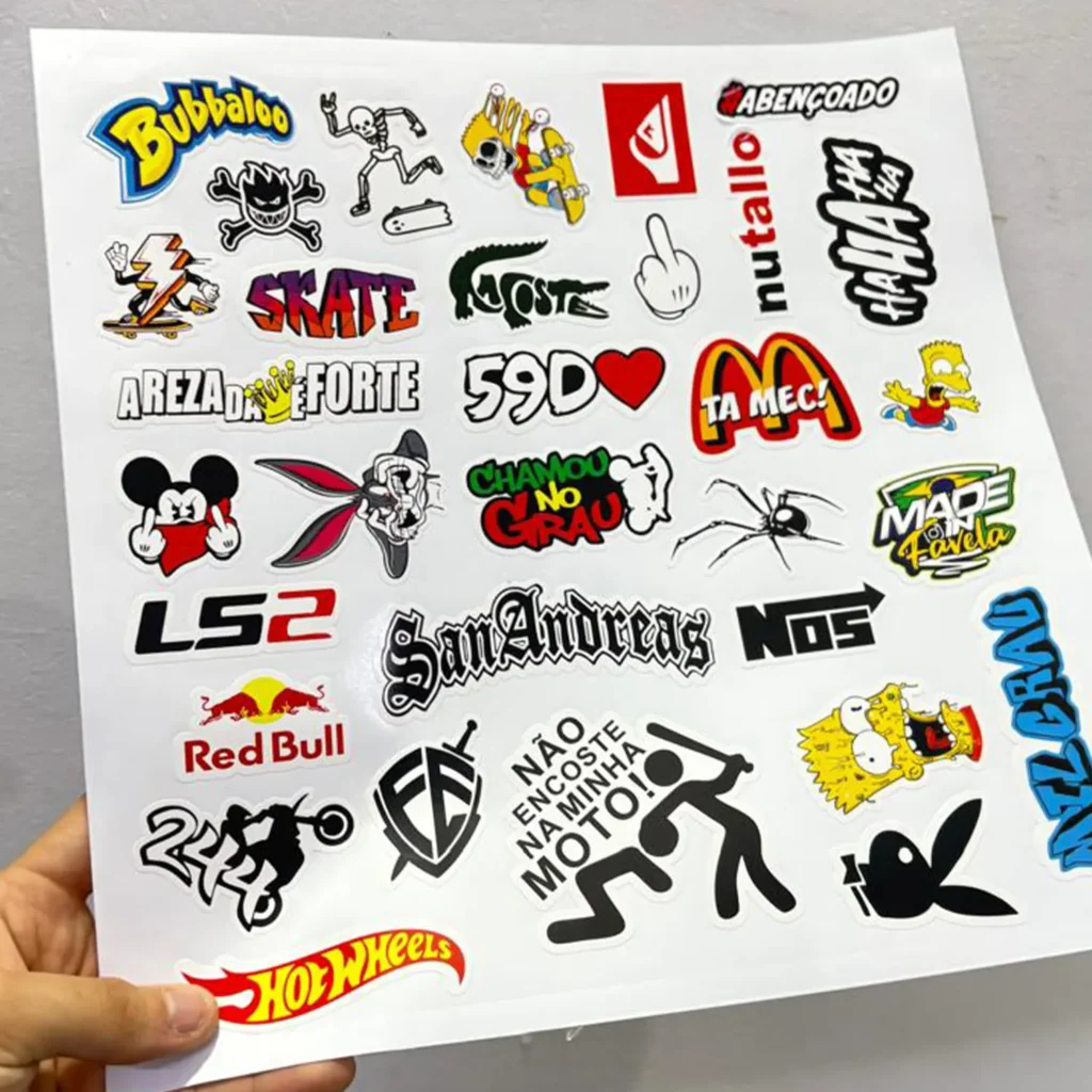 Cartela de Adesivos Para Carro e Moto W02